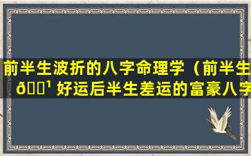 前半生波折的八字命理学（前半生 🌹 好运后半生差运的富豪八字）